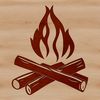 Flickering Flames Clip Art A graphic illustration of a camp fire with flames and warm light, ideal for outdoor enthusiasts and crafting projects.