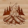 Flames Dancing in the Night A stylized illustration of flames rising from a campfire, suitable for outdoor-themed designs.