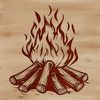 A vector illustration of a roaring campfire surrounded by flames, suitable for outdoor enthusiasts.