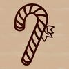 Holiday Candy Cane Illustration A simple line drawing illustration of a striped candy cane with red and white colors, suitable for holiday decorations.