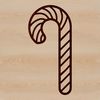 A Classic Christmas Treat A simple line drawing of a candy cane, a classic Christmas symbol, suitable for digital design.