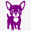 A detailed vector illustration of a small Chihuahua dog in silhouette form.