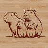 An SVG graphic of a capybara, a semi-aquatic mammal known to live in family groups.