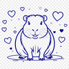 Sweet Rodent Graphic A digital illustration of a capybara, a large rodent native to South America, featuring heart-shaped accents.
