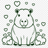 Cute Rodent Illustration with Love Hearts A digital illustration of a capybara featuring heart designs, suitable for vector art and graphic design projects.