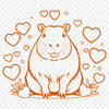 Heart-Adorned Rodent Illustration A digital illustration of a capybara featuring heart symbols.