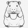 Large Rodent Close-up Face Illustration Close-up illustration of a capybara's face, a large rodent native to South America.
