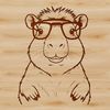 Capybara Silhouette with Glasses A rodent, the capybara, depicted wearing glasses in a vector format.