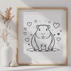 Cute Capybara Illustration with Love Hearts A digital illustration of a capybara, the world's largest rodent, featuring hearts in a playful design.