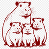 Capybara Wildlife Vector Graphic A large rodent native to South America with webbed feet.
