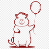 Colorful Caper in the Wild A close-up illustration of a capybara's face with a colorful balloon floating above its head.