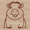 A detailed illustration of a rodent with webbed feet.