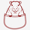 Cute Pocket Pal SVG Close-up illustration of a capybara peeking out from a pocket.