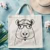 Cute Rodent Wearing Specs A digital illustration of a capybara wearing glasses, created as a vector art graphic.