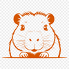 Rodent Portrait from South America A detailed illustration of a capybara, a large rodent native to South America, peeking out from behind a plant.