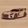 A sleek racing car with bold design lines and vibrant colors.