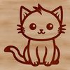 Domestic Delight A simple illustration of a sitting domestic cat with a playful expression.