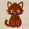 A cute cartoon-style illustration of a domesticated cat sitting on its haunches.