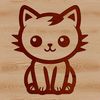 A cute cartoon cat sitting on its haunches, depicted as a simple vector design.