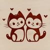 Adorable Whimsical Cat Design A cute cartoon cat sitting with love hearts surrounding it.