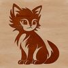 A whimsical illustration of a sitting cat with cute features.