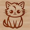 Cartoon Cat Silhouette Vector A small cat sitting on its haunches, depicted in vector format with clean lines.