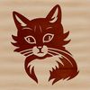 A cartoon cat's head, suitable as clip art for digital designs.