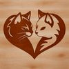 A digital illustration of a cat's head in vector format, suitable for cutting machines or laser cutting.