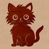 A cartoon-style illustration of a cat sitting comfortably.