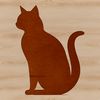 A black silhouette of a cat sitting on a surface, suitable for use in vector design projects.