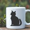 A full-body illustration of a domestic cat sitting on its haunches, suitable for vector art designs.