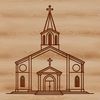 Free Catholic Church Clip Art A detailed illustration of a Catholic church exterior with intricate architecture.
