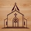 Catholic Place of Worship Icon A vector graphic representation of a place of worship in a religious setting.