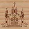 Detailed SVG Church Iconography A detailed illustration of a traditional Catholic church with its iconic architecture and stained glass windows.