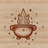 A depiction of a witch's cauldron surrounded by mystical symbols, evoking the magic of witchcraft.