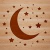 A large, illuminated Moon in the night sky, with a simple design perfect for vector art and cutting machine applications.