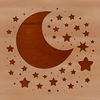 A stylized digital illustration of the Moon with detailed texture and shading.