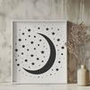 A vector graphic representation of the night sky's central celestial body.