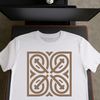 A stylized Celtic design featuring intricate patterns and embellishments.