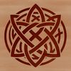 A traditional Celtic knotwork pattern featuring intricate ornate shapes.