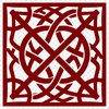 An intricately designed Celtic ornament featuring interconnected shapes and patterns.