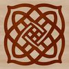 A stylized Celtic pattern featuring intricate embellishments and shapes.