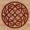 A stylized Celtic design featuring intricate embellishments and shapes.