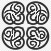 An SVG illustration of a classic Celtic design with detailed patterns and interlocking shapes.