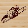 Chainsaw Illustration A detailed illustration of a chainsaw tool with sharp teeth and a long bar, suitable for use in design projects.