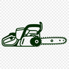 A detailed vector illustration of a chainsaw tool with moving parts and sharp teeth.