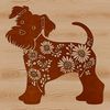 A small-sized dog breed, the Miniature Schnauzer, standing on its hind legs.