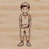 Simple Line Art Boy Silhouette A simple illustration of a young boy in outline form.