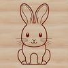 An illustration of a sitting rabbit, suitable for vector design and cutting machine projects.