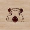Water's Edge Wildlife Illustration A water-dwelling rodent peeking out from behind a rock, depicted in vector format.